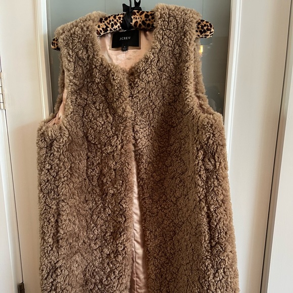 J Crew Long vest in recycled sherpa